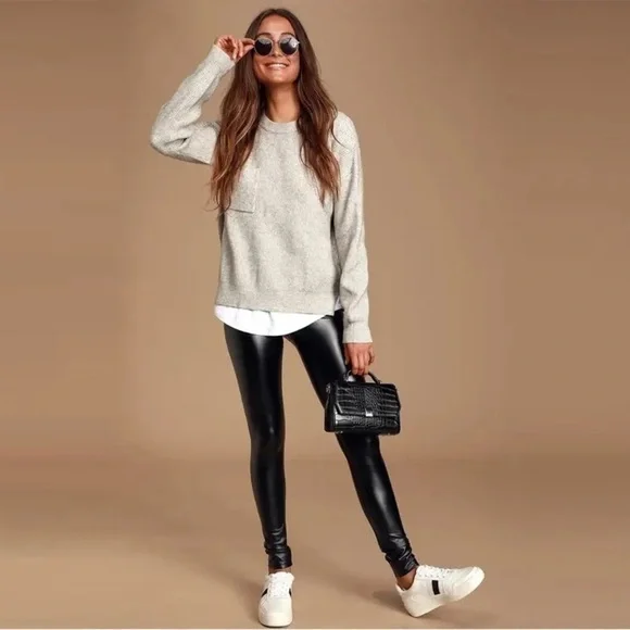 Ever After/ Black Vegan Leather Leggings - Picture 1 of 4